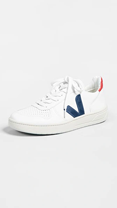 Veja V-10 Bicolor Leather Low-top Trainers In Nocolor