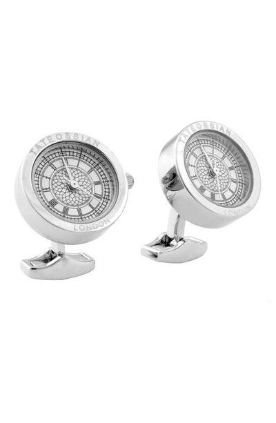 Tateossian Big Ben Stainless Steel Cuff Links In Silver