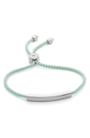 Monica Vinader Linear Woven Sterling Silver Friendship Bracelet In Silver/ Mint