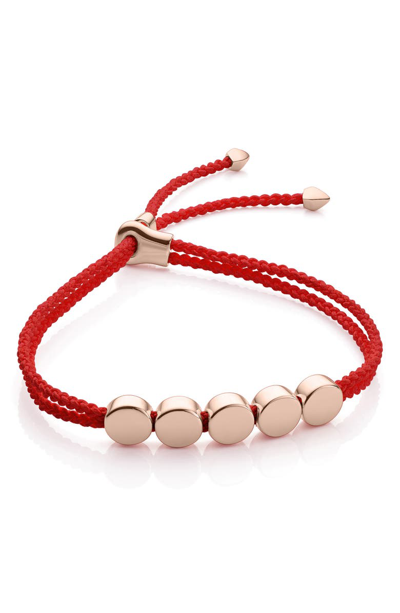 Monica Vinader Engravable Linear Bead Friendship Bracelet In Coral/ Rose Gold