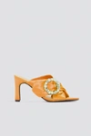NA-KD Embellished Heeled Mule Sandals Orange