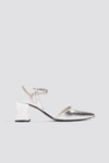 NA-KD Metallic Heel Pointy Pumps Silver