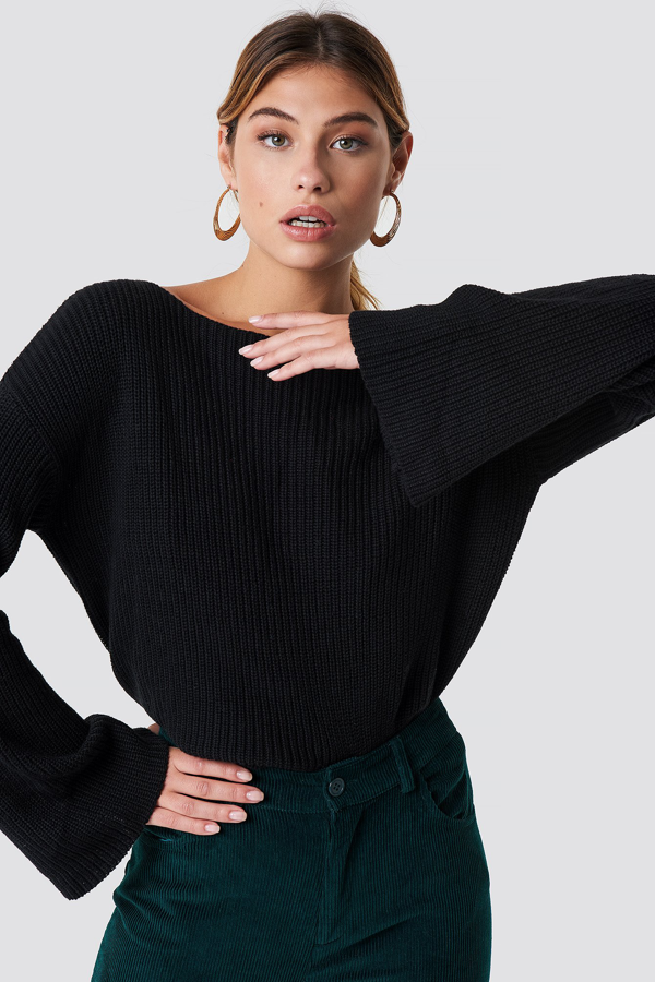 cropped long sleeve knitted sweater