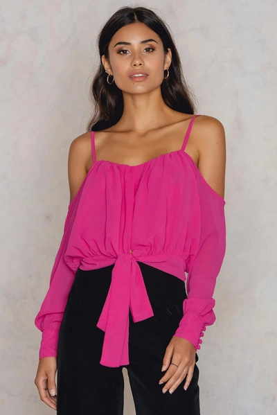 Na-kd Embroidery Knot Top Pink