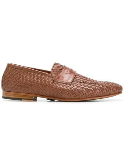 Andrea Ventura Woven Loafers In Brown