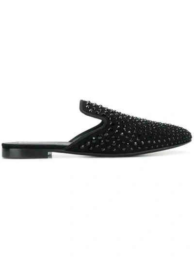 Giuseppe Zanotti Embellished Slip-on Slippers In Black