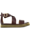 CHLOÉ CHLOÉ STUDDED PLATFORM SANDALS - BROWN,CHC18A045915612958427