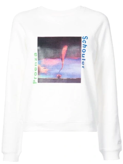 Proenza Schouler Pswl Sky Graphic Sweatshirt In White