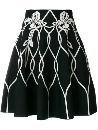 Alexander Mcqueen Art Nouveau Floral-intarsia Knitted Mini Skirt In Black/ivory