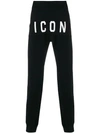 Dsquared2 Icon Printed Cotton Jersey Sweatpants In Black