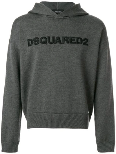 Dsquared2 Logo Printed Hoodie In Grey