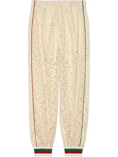 Gucci Flower Leaf Lace Sweatpants In White