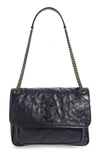 Saint Laurent Medium Niki Leather Shoulder Bag In Deep Marine