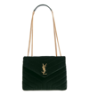 SAINT LAURENT SMALL LOULOU VELVET SHOULDER BAG - GREEN,4946999P037