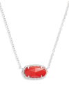 Kendra Scott Elisa Birthstone Pendant Necklace In July/ruby Red/silver