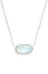 Kendra Scott Elisa Birthstone Pendant Necklace In March/light Blue/silver