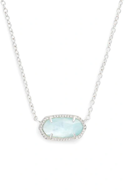 Kendra Scott Elisa Birthstone Pendant Necklace In March/light Blue/silver