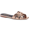 Saint Laurent Women's Tribute Metallic Leather Slides In Blush Metal