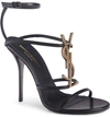 Saint Laurent Cassandra Ysl Strappy Sandal In Black/ Gold