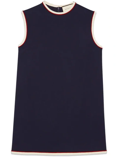 Gucci Sleeveless Crewneck Cady-stretch Tunic Top In Blue