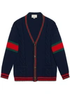 Gucci Oversize Cable Knit Cardigan In Blue