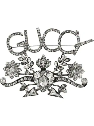 Gucci Guccy水晶胸针 In Metallic