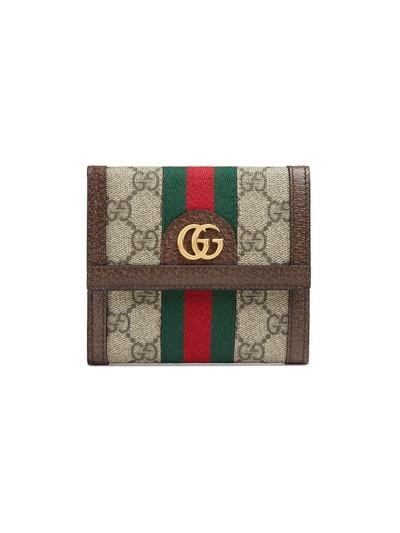 Gucci Ophidia Gg French Flap Wallet In Brown