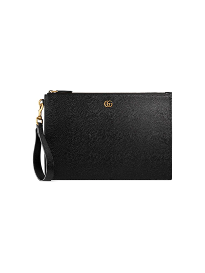 Gucci Gg Marmont Leather Pouch In Black