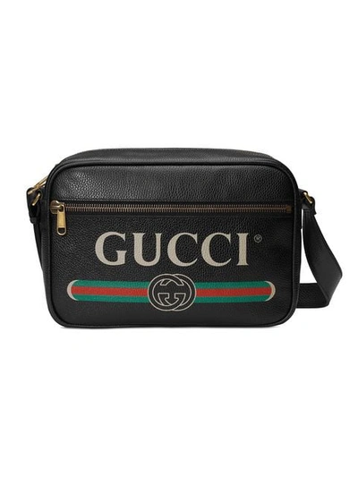 Gucci Logo-print Leather Messenger Bag In 8163