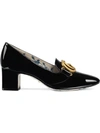 GUCCI PATENT LEATHER MID-HEEL PUMP WITH DOUBLE G,525333BNC0012964651