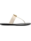 Gucci Leather Thong Sandals With Double G In White