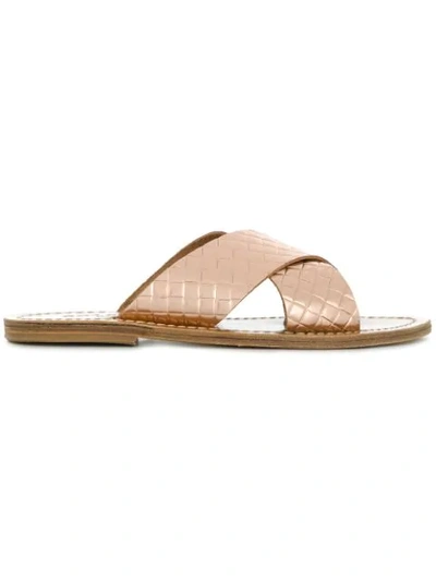 Solange Cross Strap Sandals In Metallic