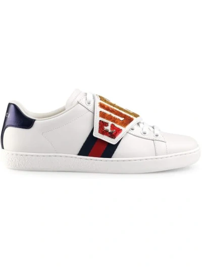 Gucci Ace Sneaker With Removable Patches In Blue,red,white