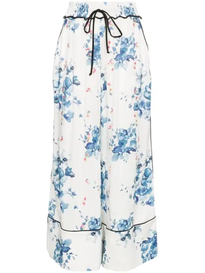 Off-white X Browns Floral Print Wide-leg Pyjama Trousers In White