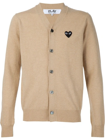 Comme Des Garçons Play Beige Heart Cardigan In Neutrals