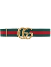 GUCCI GG-EMBELLISHED STRIPED BELT,524101HGWKG12964668