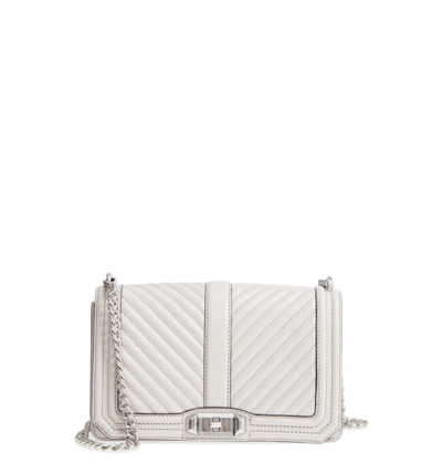 Rebecca Minkoff 'chevron Quilted Love' Crossbody Bag - Grey In Putty