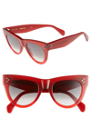 CELINE 51MM CAT EYE SUNGLASSES - GRADIENT RED/ SMOKE GREEN,CL40016IW5155B