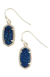 Kendra Scott Lee Small Drop Earrings In Blue Drusy/ Gold