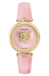 Versace Palazzo Empire Leather Strap Watch, 34mm In Pink