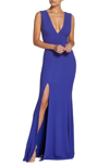 DRESS THE POPULATION SANDRA PLUNGE CREPE TRUMPET GOWN,1522-3053