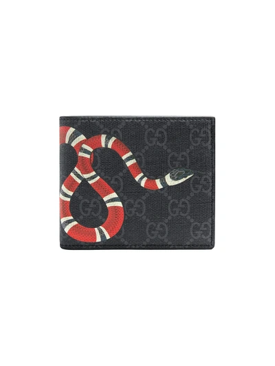 Gucci Black Gg Supreme Snake Wallet