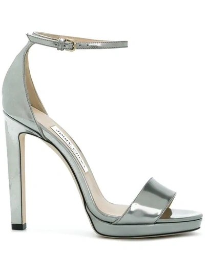 Jimmy Choo Misty Metallic Leather Ankle-strap Sandals In Silver Metallic Leather