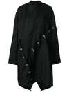 YOHJI YAMAMOTO YOHJI YAMAMOTO OVERSIZED ASYMMETRIC BUTTON COAT - BLACK,FWC0130012960012