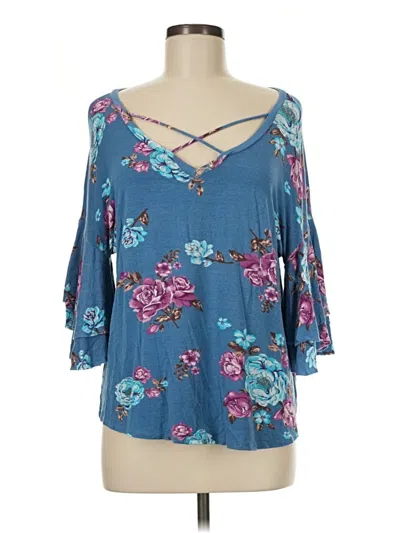 Pre-owned 143 Story 3/4 Sleeve Blouse In Blue