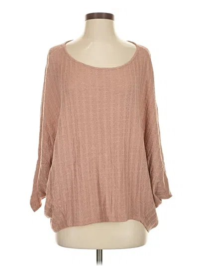 Pre-owned 143 Story 3/4 Sleeve Top Brown Boatneck Tops