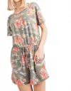 143 Story Camo Floral Print Side Pocket Romper In Multicolor In Multi