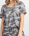 143 Story Camouflage Short Sleeve Top In Grey In Grey