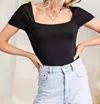 143 Story Classic Cap Sleeve Bodysuit In Black In Black