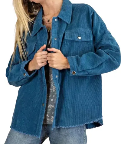 143 Story Corduroy Shirt Jacket In Teal In Blue
